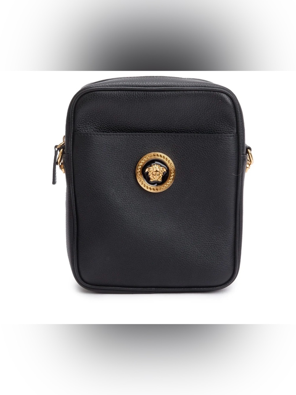 Versace Black Calfskin Leather Medusa Biggie Crossbody Bag